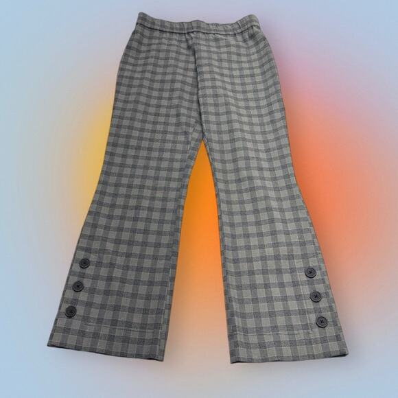 SIMPLY VERA Women’s XS Gray Plaid CROPPED FLARE Pull On Pant - Picture 2 of 4